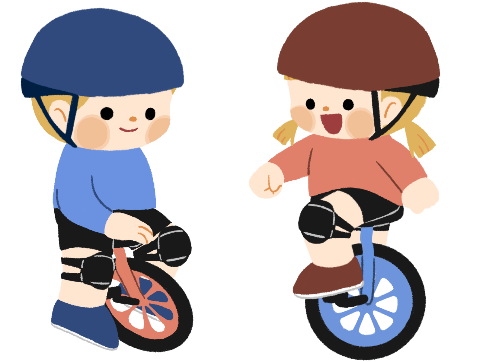 一輪車に乗る男の子と女の子